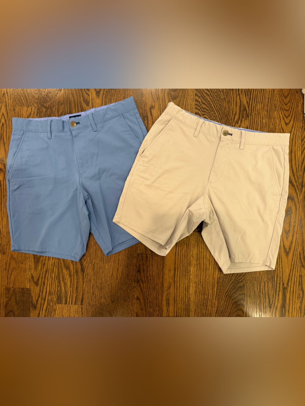 johnnie-O Light Blue & Cream Striped Waistband Shorts set of 2- like new